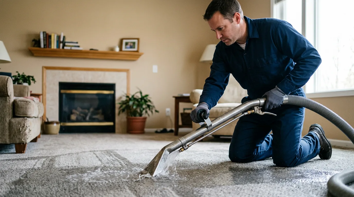 Water damage restoration technician working near Fisk, MO